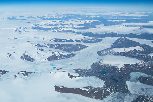 Aerial view of the westcoast of Greenland in summer