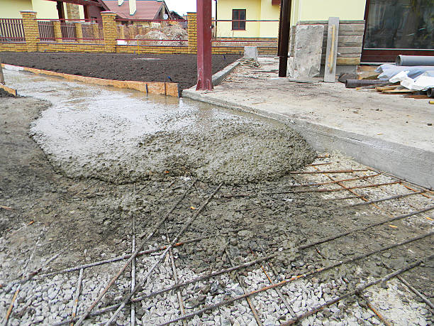istock Building new concrete pavement for paio. Foundation for paving. 598072332