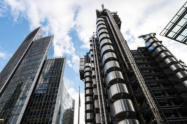 istock Low angle view of modern buildings exterior 598074272