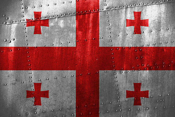 istock metal texutre or background with Georgia flag 598074500