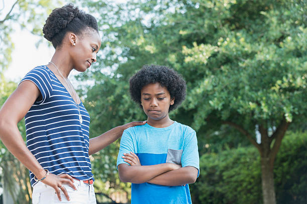 istock African American mother with mixed race son, parenting 598078146