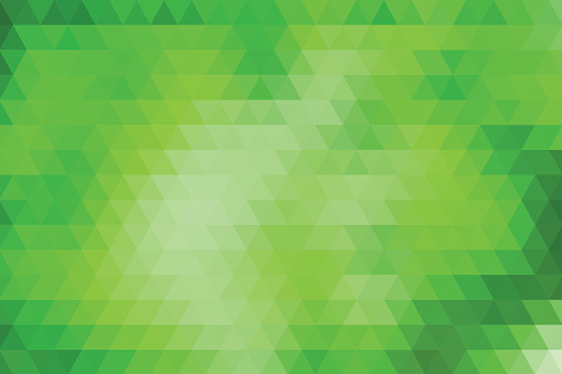 Green abstract geometric background formed with triangles in rows.