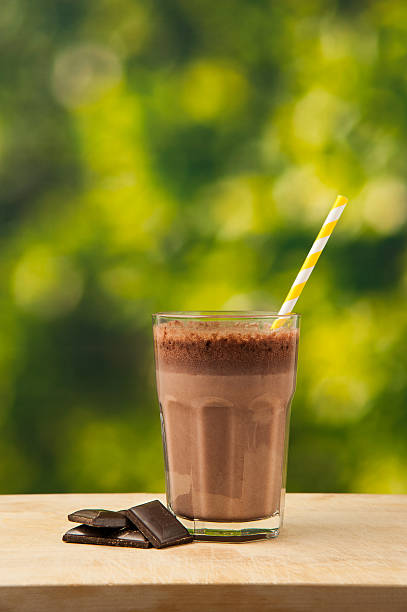 istock Chocolate Milkshake on wooden table 598080704