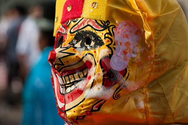 São Paulo, Brazil, February, 17, 2013: Bolivian immigrant using a typical costume called \