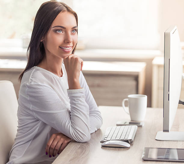 istock Attractive business lady in office 598084864