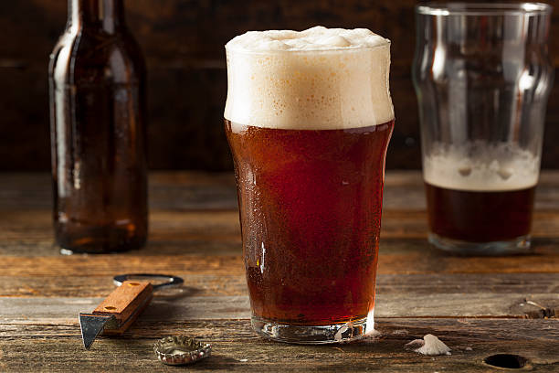 refrescante cerveza brown ale - cerveza tipo ale fotografías e imágenes de stock
