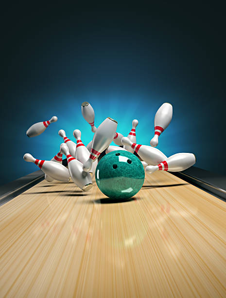 bowling. - strike stock-fotos und bilder