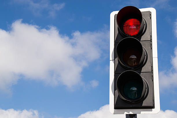 istock Red street signal. 598086962