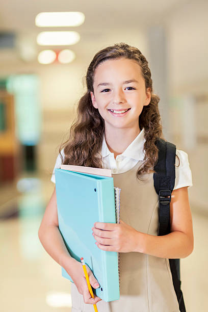 istock Pretty private school girl in the hallway 598087806
