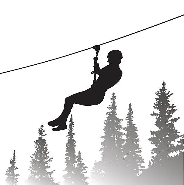 Vector illustration of Thrilling Zip Line Adventure