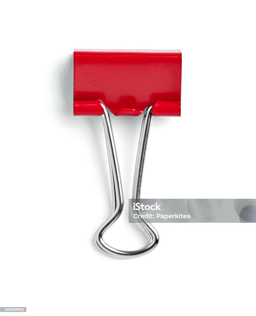 push pin thumbtack paper clip office business close up of a pushpin on white background with clipping path Binder Clip Stock Photo