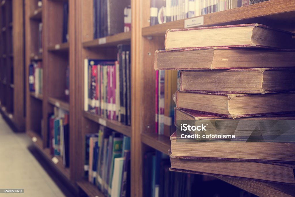 Stack Room In Library Stack Book In Shelf On Library Room Stock Photo - Download Image Now ...