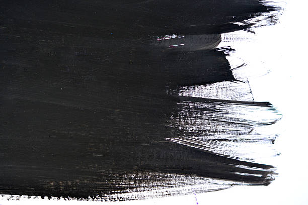 白い紙の上に黒いブラシストローク - paintings painted image white abstract ストックフォトと画像