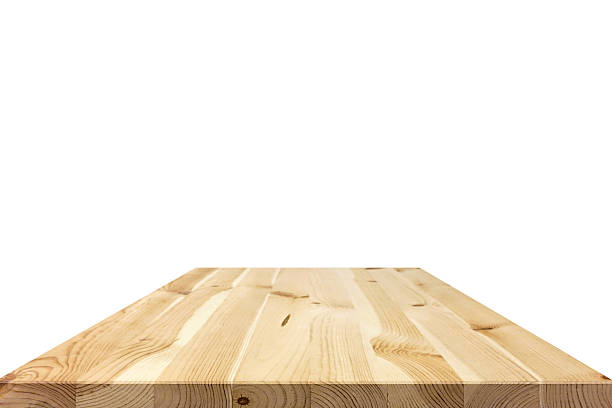 istock Wood table top isolated on white background 598092560