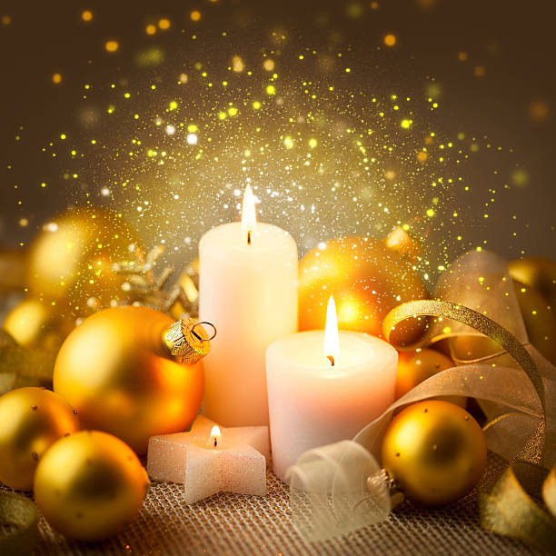 istock Christmas Sparkle Candles Decoration with Baubles 598096914