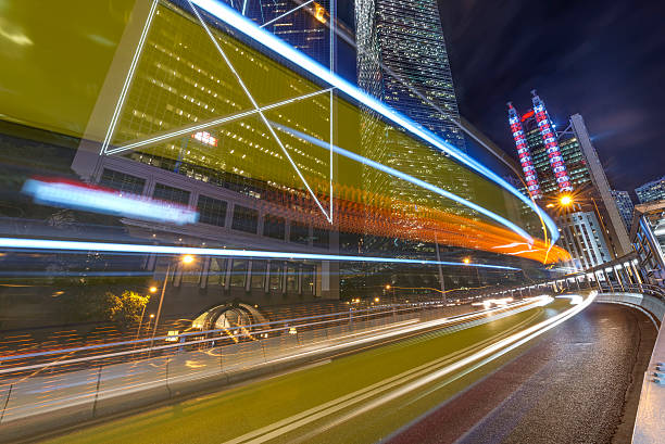 istock Modern city at night, Hong Kong, China. 598097220