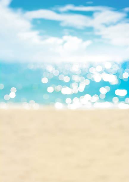 istock Blur summer white sand beach with sparkling sea water 598098972