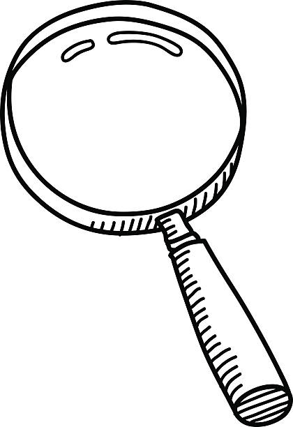 Magnifying Glass Doodle A hand drawn vector doodle illustration of a magnifying glass. cartoon of a searching stock illustrations