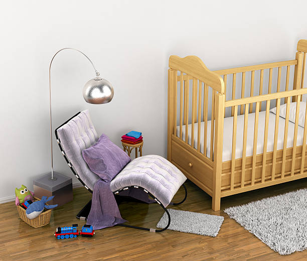 istock baby cot, toys, a chair 598132124