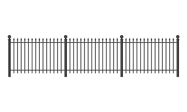 черный кованый забор решетки - fence stock illustrations