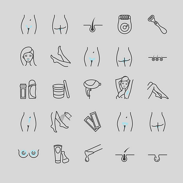Vector set of epilation icons Vector set of epilation icons for your design wax stock illustrations