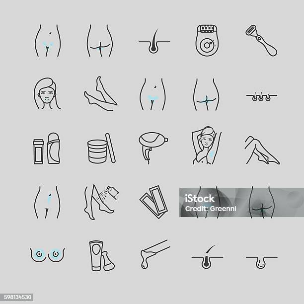 Vector Set Of Epilation Icons Stock Illustration - Download Image Now - Icon Symbol, Waxing - Hair Removal, Shaving