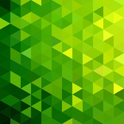 Abstract Triangular Mosaic Background. Colours: yellow, green, light green, dark green 