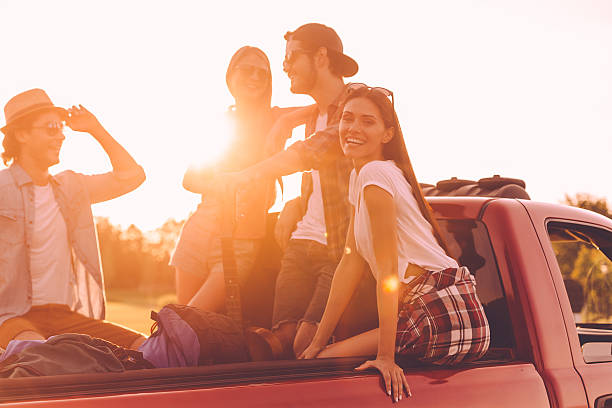 istock Enjoying road trip with friends. 598135466
