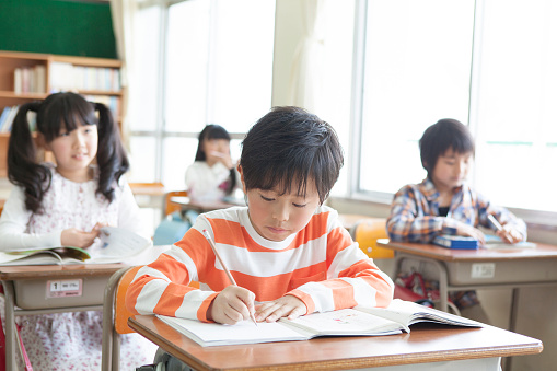 Japanese children in a classroom