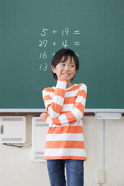 istock Japanese boy in front of a blackboard 598137422