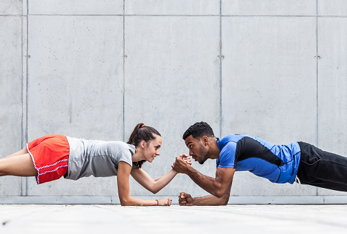 Group of friends working out together, Slovenia