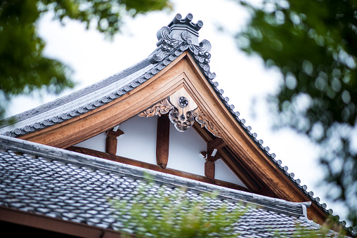 Detail shot of Hyukumanben Chion-Ji Temple in Kyoto, Japan.