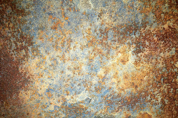 錆びたグランジ古い空の板金壁のテクスチャの背景 - metal rusty textured textured effect ストックフォトと画像