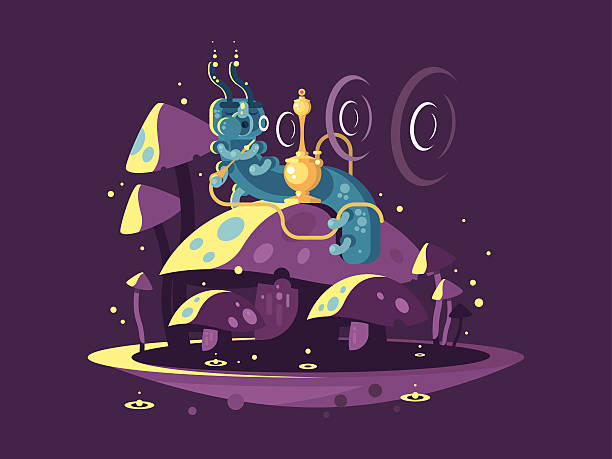 不思議の国のアリスのアブソレムキャラクター - cartoon mushroom fairy fairy tale点のイラスト素材／クリップアート素材／マンガ素材／アイコン素材