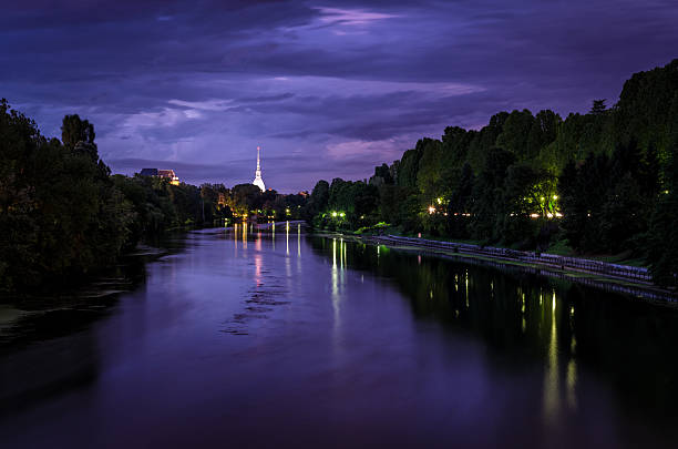 istock Torino panorama at twilight with river Po and Mole Antonelliana 598141460