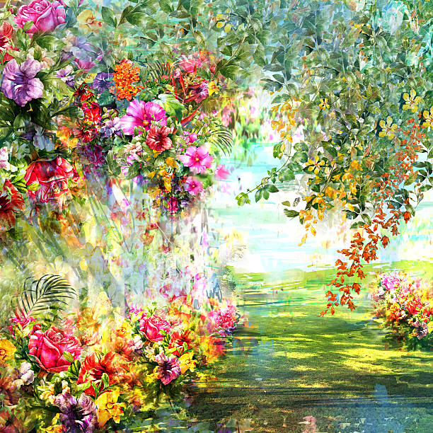 istock Abstract flowers watercolor painting 598142584