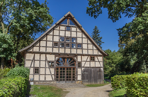 Malgarten, Germany - August 25, 2016: Half timbered house at the Malgarten monastery in Germany