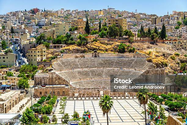 View On Roman Theater In Amman Stock Photo - Download Image Now - Amman, Jordan - Middle East, Amphitheater