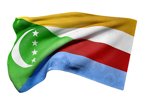 3d rendering of Union of the Comoros flag waving