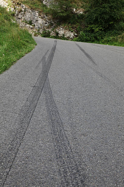 istock Tire skid marks in the hills 598146962