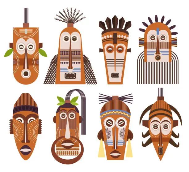 Vector illustration of Tribal ethnic mask vector icons