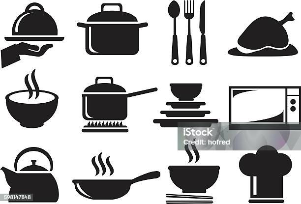 Kitchen Utensil Vector Icon Set Stock Illustration - Download Image Now - Cooking Pan, Cooking, Vector