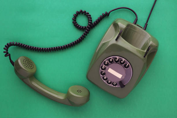 istock Old green bakelite telephone 598148248