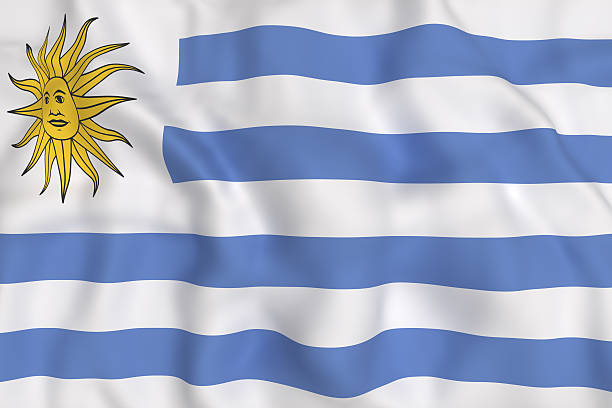 orientalische republik uruguay flagge schwenkt - oriental republic of uraguay stock-fotos und bilder