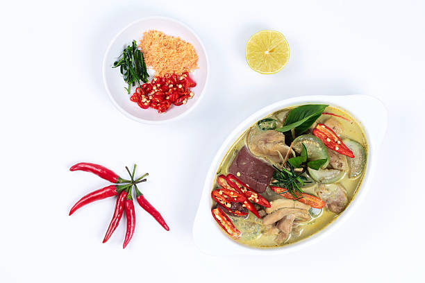 Green chicken curry  with side dish.