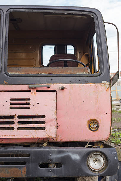 istock Abandoned truck turns into scrap metal. 598148882