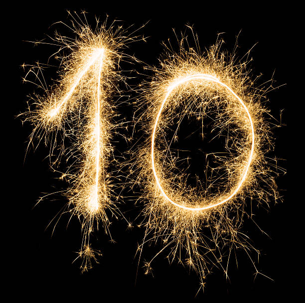istock Sparkling golden celebration number ten 10th birthday 598150050