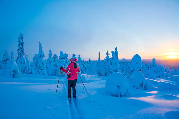 istock Cross country skiing on mountain 598150218