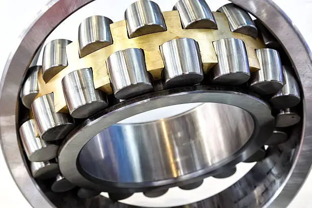 Photo of Detail view of big cylindrical roller bearing.