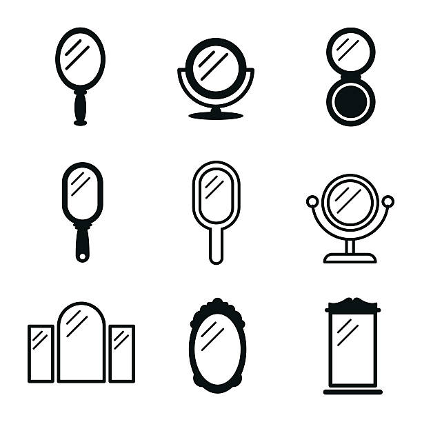 Mirror vector icons. Mirror vector icons. Simple illustration set of 9 mirror elements, editable icons, can be used in logo, UI and web design salon mirror stock illustrations